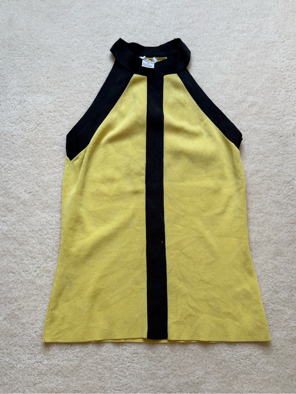 Cache Yellow Halter Tank with Black Trim